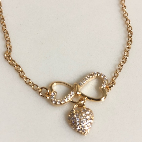18k Gold Filled CZ Infinity Heart Bracelet - Picture 2 of 3